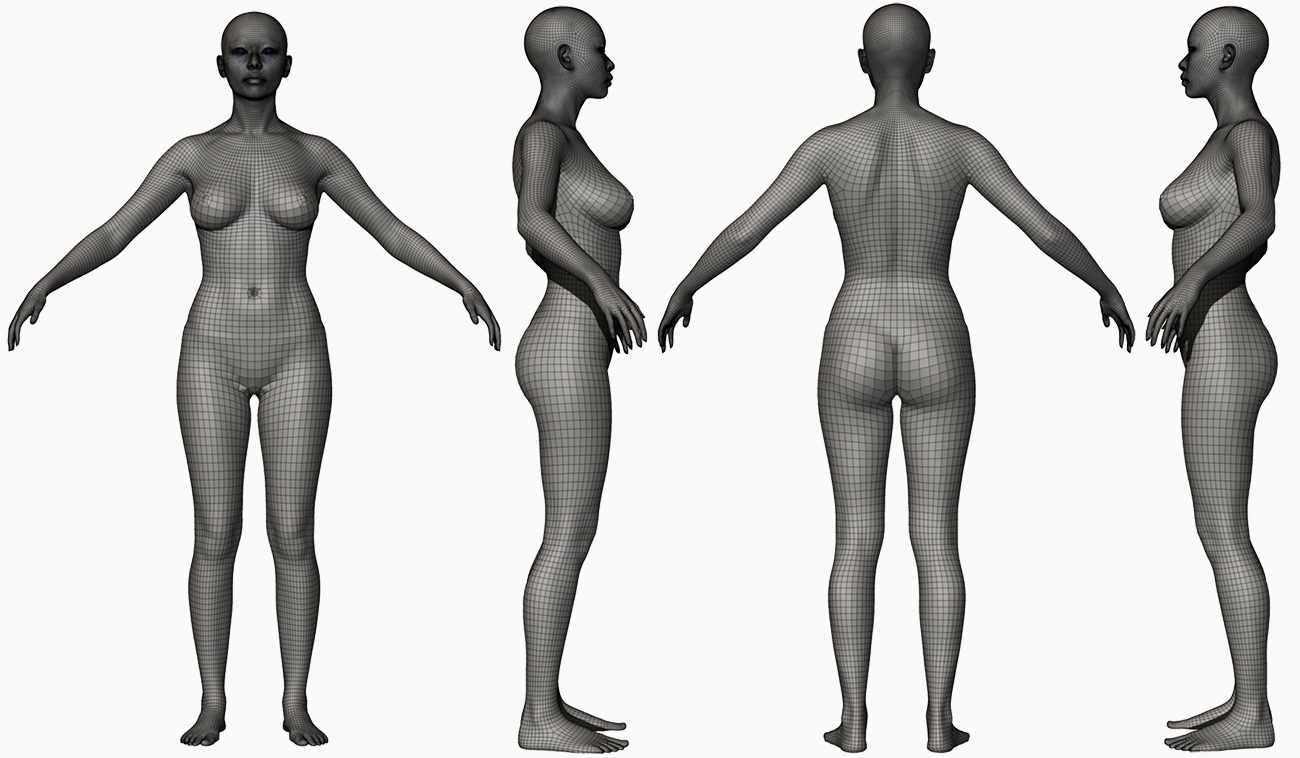 This 3D model showcases the full body of an Asian woman in her 20's in a ZBrush view. The model has a high level of detail, including visible muscle definition, realistic skin texture, and fine details such as hair strands and clothing texture. The ZBrush view is a valuable tool for sculpting and manipulating the model's geometry, allowing for custom modifications to be made easily. The model would be useful for a wide range of projects, including animation, gaming, and virtual reality experiences.